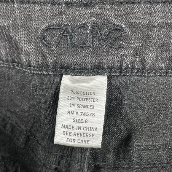 NEW Cache Jeans Womens 8 gray black skinny denim classic preppy casual - Picture 4 of 9